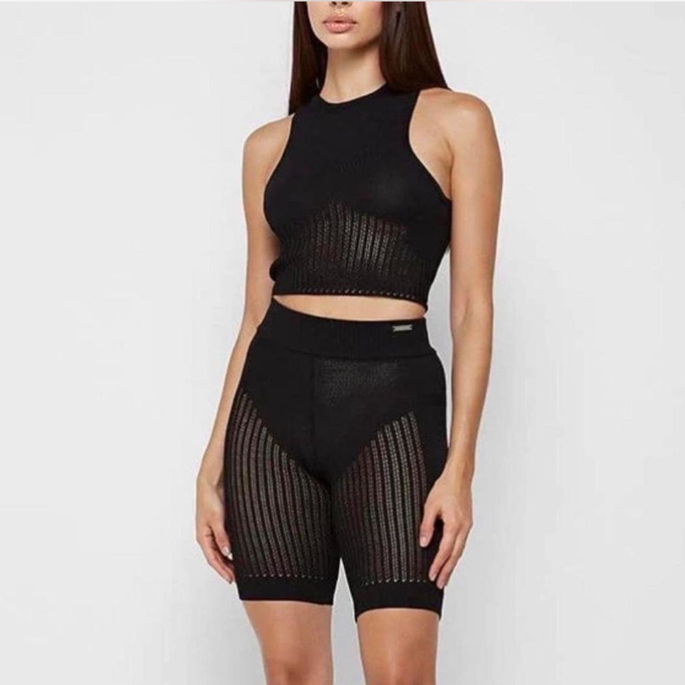 Maniere De Voir Black Knitted Cycling Shorts